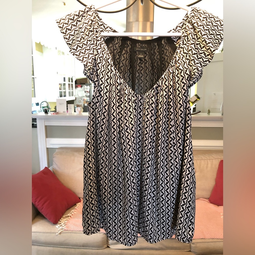 Ann Taylor black and cream-colored blouse, size small